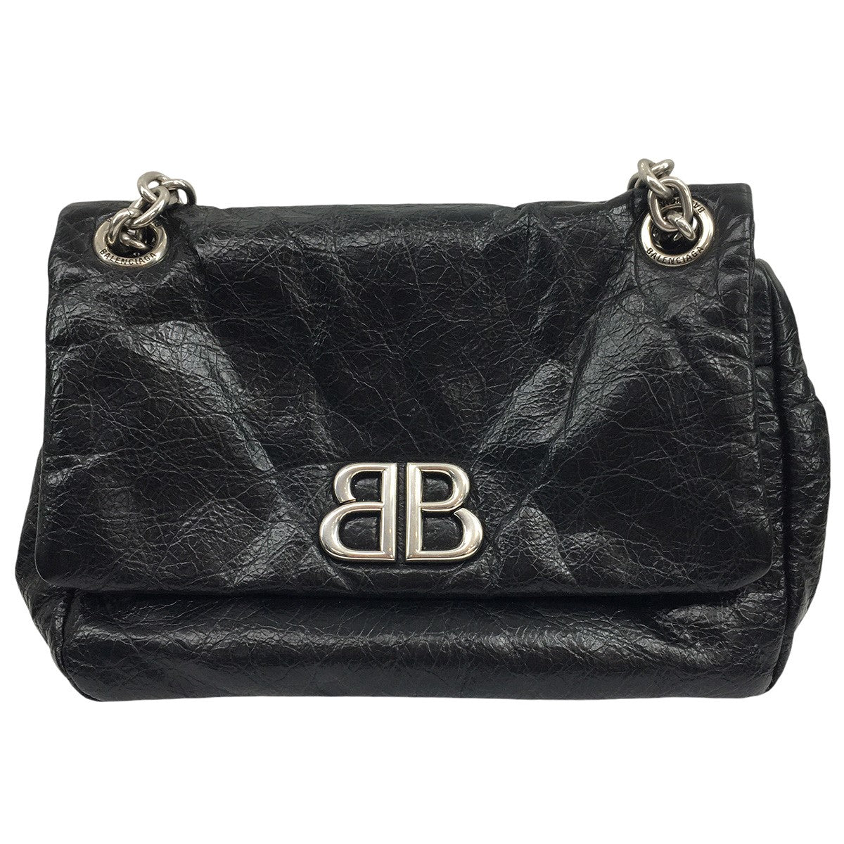 バレンシアガのMonaco Mini Shoulder Bag モナコ ミニ バッグ ブラック アリーナカーフスキン アンティーク調 ショルダーバッグです。 BALENCIAGA 古着・中古 バッグ アイテム
