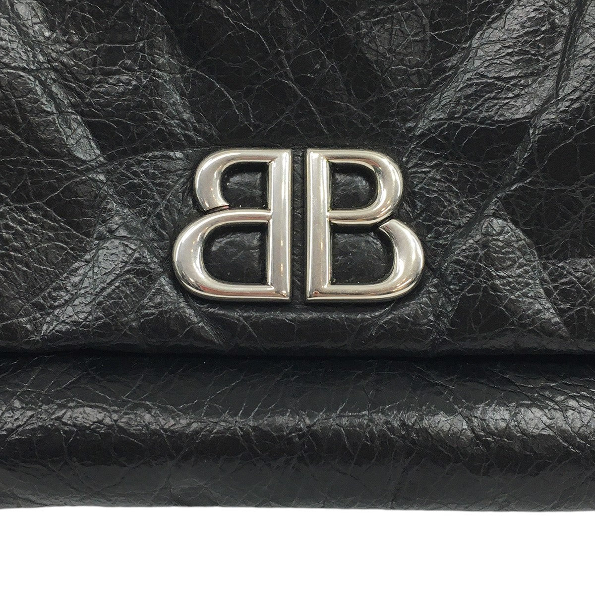 バレンシアガのMonaco Mini Shoulder Bag モナコ ミニ バッグ ブラック アリーナカーフスキン アンティーク調 ショルダーバッグです。 BALENCIAGA 古着・中古 バッグ アイテム