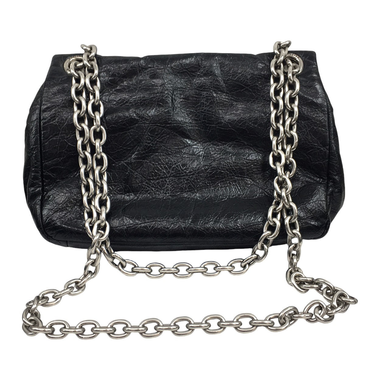 バレンシアガのMonaco Mini Shoulder Bag モナコ ミニ バッグ ブラック アリーナカーフスキン アンティーク調 ショルダーバッグです。 BALENCIAGA 古着・中古 バッグ アイテム