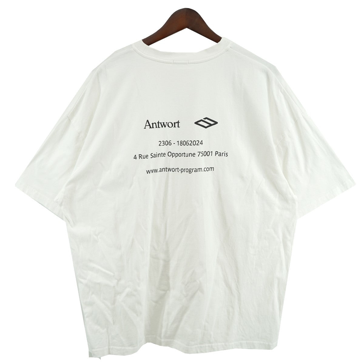 美品 24SS Antwort アントワートTシャツ 923O▲ Antwort(アントワート) 24SS バックロゴ ワイド Tシャツ ホワイト