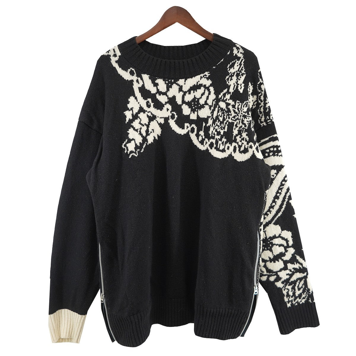 19AW Floral Pullover Sweaterフローラル フラワー サイドジップ ニット セーター