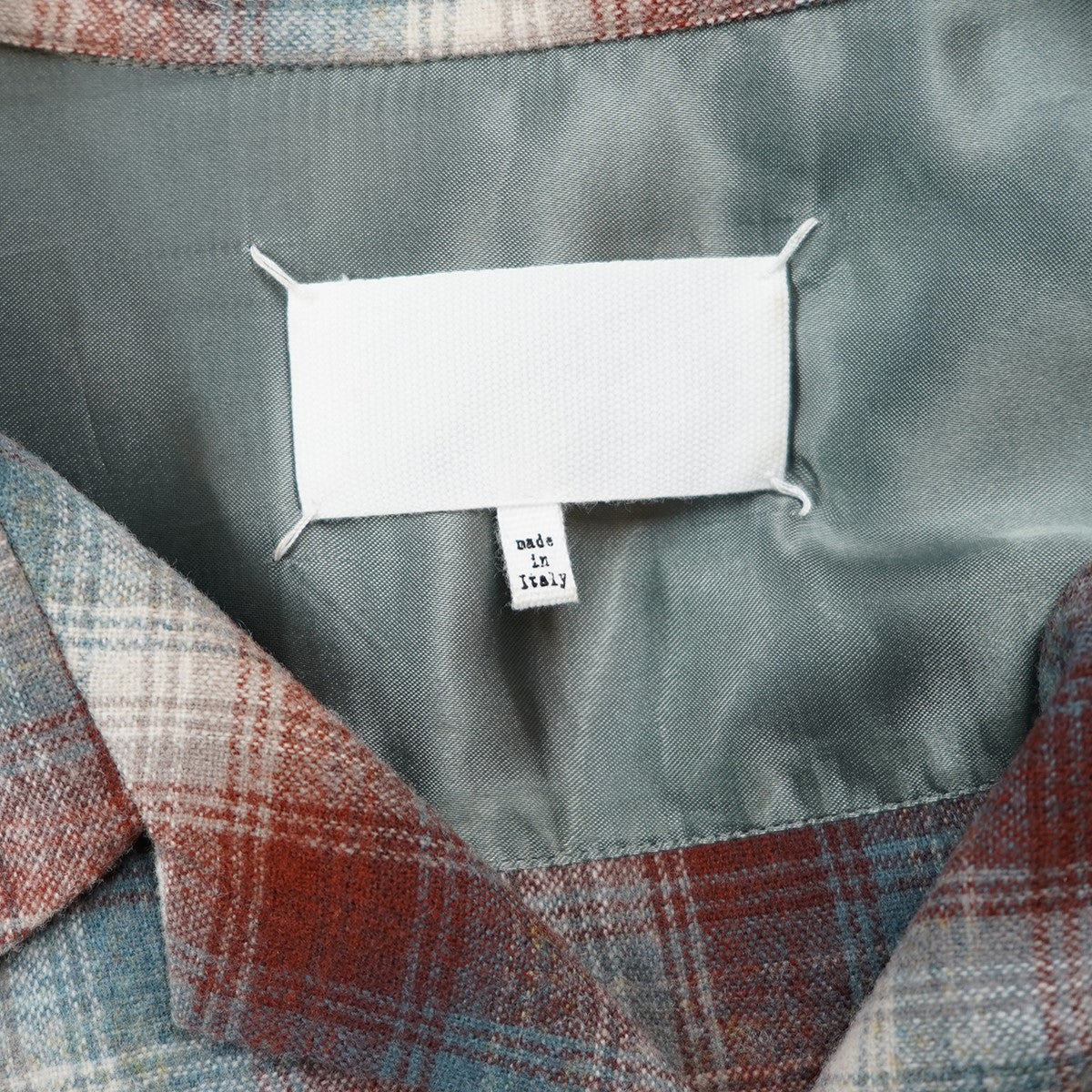 23AWコラボ フォーステッチロゴ パッチ 四つ糸 四つタグ オーバーサイズ オープンカラー チェック ウール シャツ