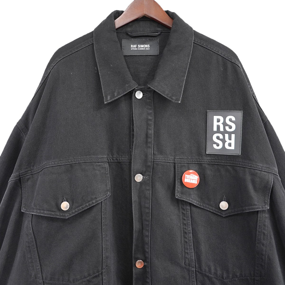 21SS OVERSIZED DENIM JACKETバッジ TEENAGE ドリームス RS ロゴ バッチ オーバーサイズ デニム ジャケット