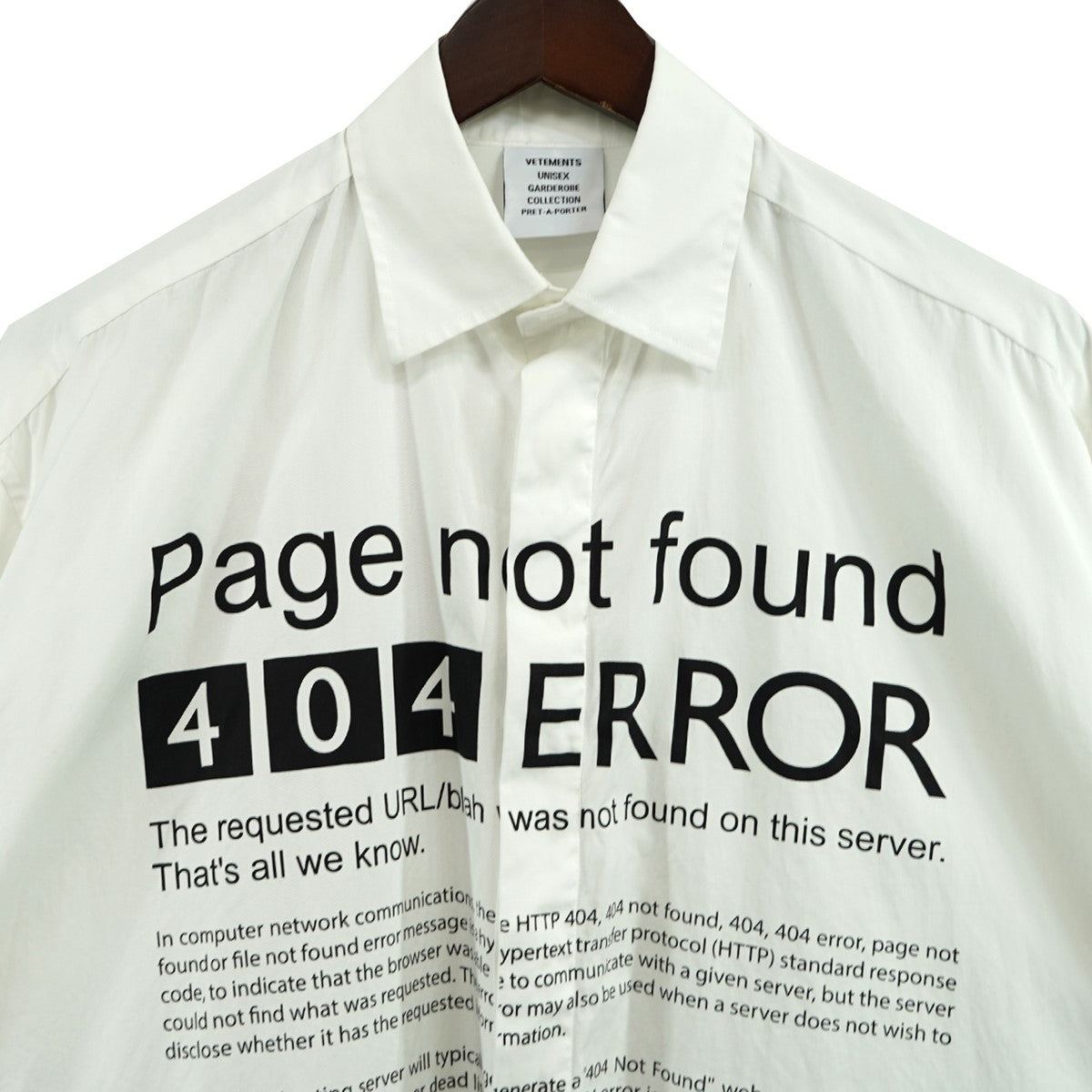 VETEMENTS(ヴェトモン) 24SS PAGE NOT FOUND SHIRTオーバーサイズ 