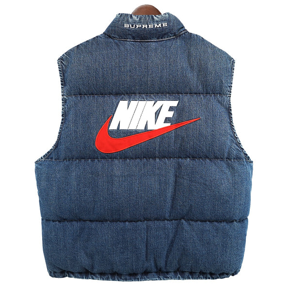 Supreme×NIKE 24SS Nike Denim Puffer Vest Indigoコラボ ロゴ