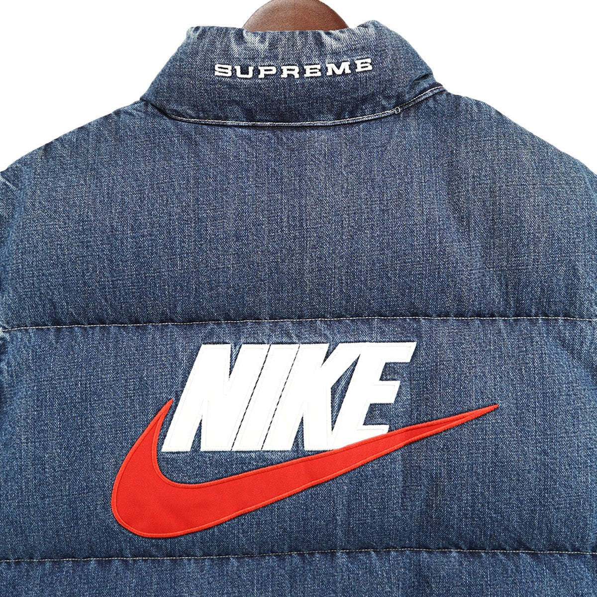 Supreme×NIKE 24SS Nike Denim Puffer Vest Indigoコラボ ロゴ