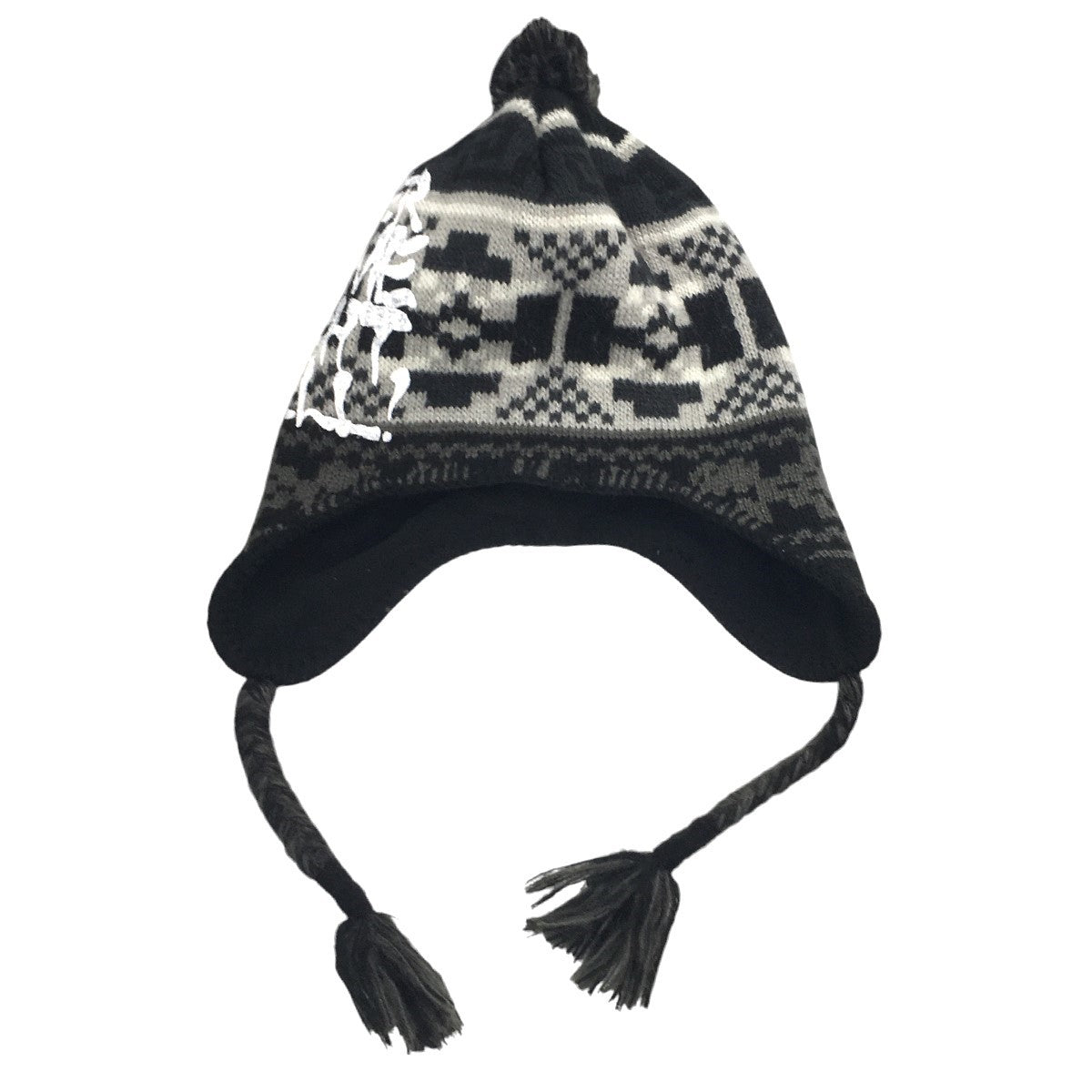 24AW Thrasher Earflap Beanieノルディック スラッシャー イヤーフラップ ビーニー ボンボン ロゴ ニット帽 帽子