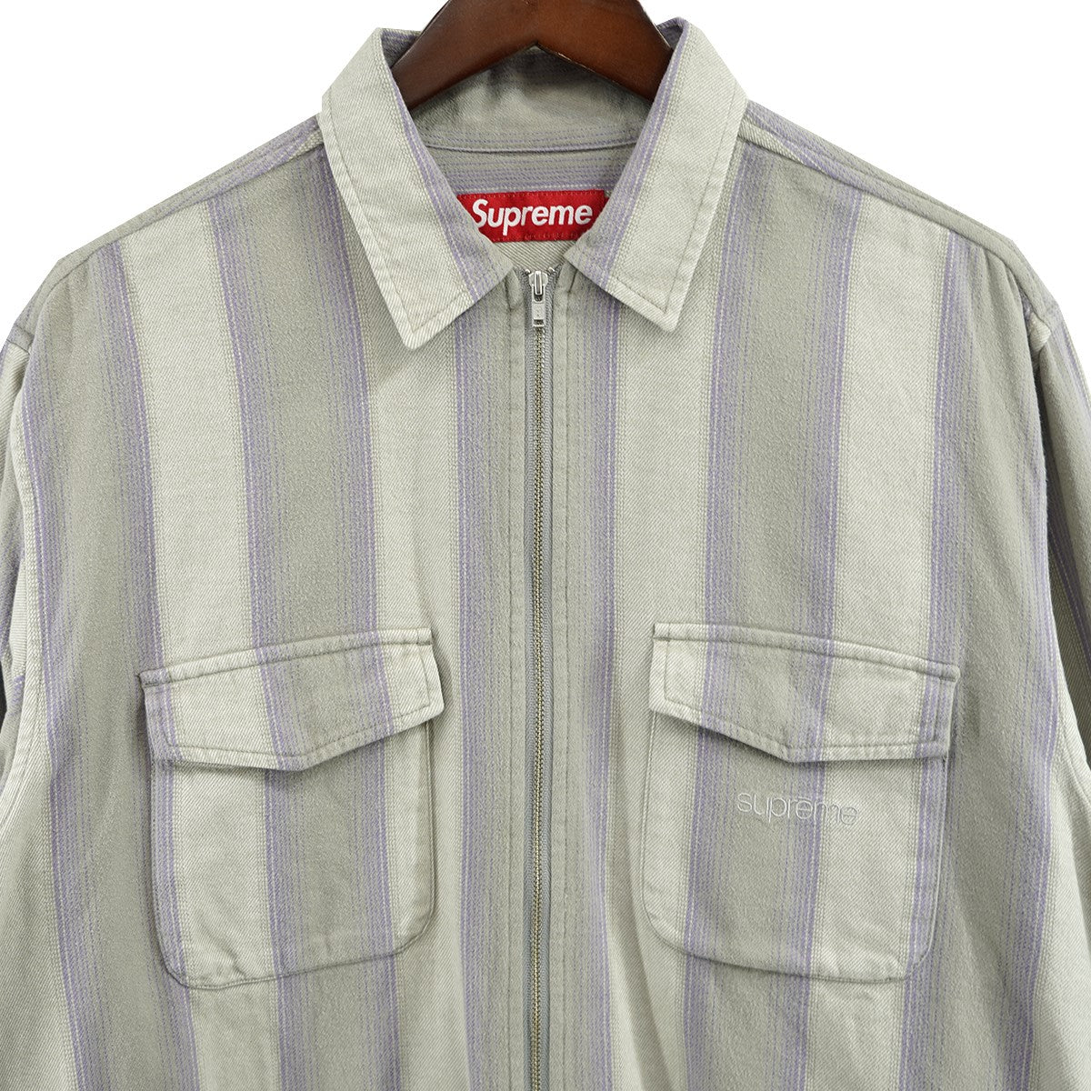 Supreme(シュプリーム) 23AW Stripe Flannel Zip Up Shirtロゴ