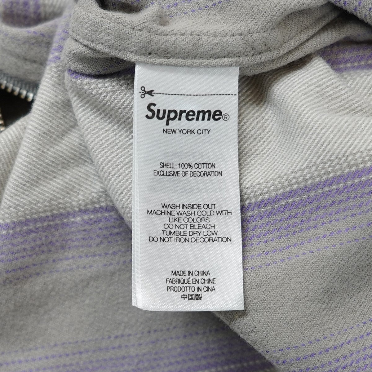 Supreme(シュプリーム) 23AW Stripe Flannel Zip Up Shirtロゴ