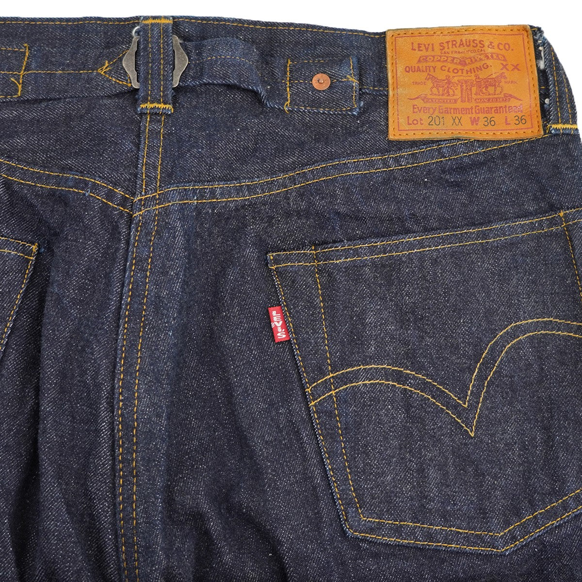 LEVI’S VINTAGE CLOTHING 90s 90年代 ボタン裏555刻印 LVC 1937年復刻モデル201XX ダブルエックス BIG E ビッグイー 革パッチ デニムパンツ ジーンズ 古着・中古-4枚目のアイテム画像