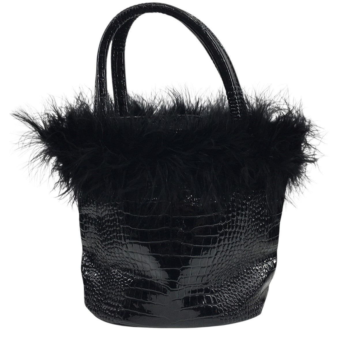 the Virgins ハンドバッグ 黒 the Virgins(ザヴァージンズ) mini hand feather vanity bagミニ