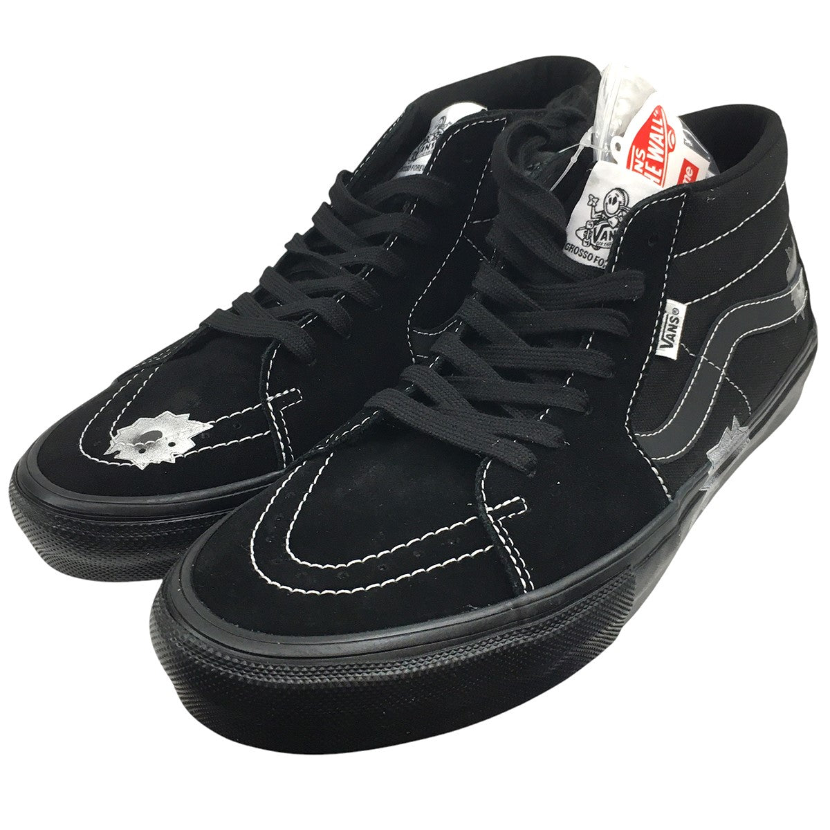 Supreme×VANS 25SS Nate Lowman Skate Grosso Mid Bullet Holeネイトローマン バレットホール スケートグロッソ ミッド ロゴ スニーカー 古着・中古-2枚目のアイテム画像