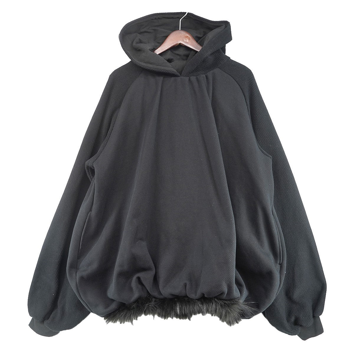 Dinoworks c／o Iori Yamaki egg hoodie ニューエッグ フーディ取り外し可能 裾ファー 切替 オーバーサイズ パーカー 古着・中古-1枚目のアイテム画像