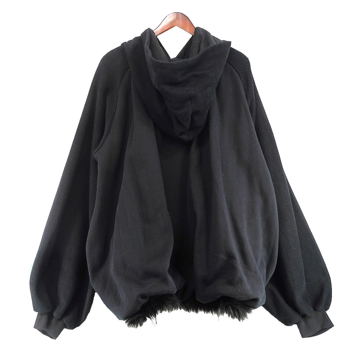 Dinoworks c／o Iori Yamaki egg hoodie ニューエッグ フーディ取り外し可能 裾ファー 切替 オーバーサイズ パーカー 古着・中古-4枚目のアイテム画像