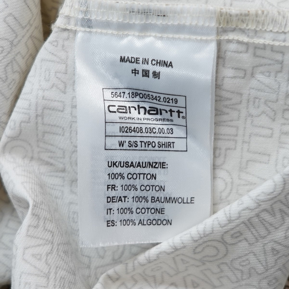 CARHARTT WIP w s／s typo shirt ロゴ 総柄 オールオーバー 半袖シャツ 古着・中古-5枚目のアイテム画像