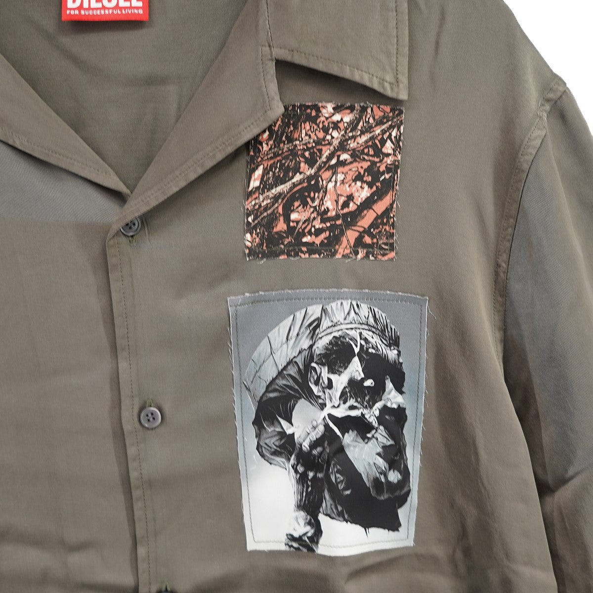 DIESEL by Glenn Martens 25SS S-DAXHE Short-sleeve satin shirt with patchesビスコース サテン ロゴ パッチ 開襟 オープンカラー 半袖シャツ 古着・中古-3枚目のアイテム画像