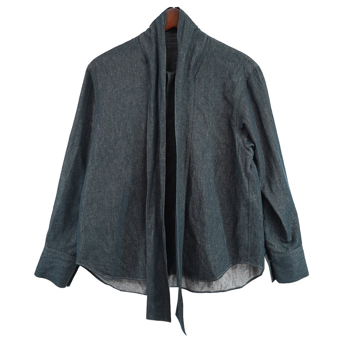 マカフィー トゥモローランド MACPHEE (TOMORROW LAND) 24AW リアクティブデニム ボウタイブラウス リネン混 シャツ ネイビ MACPHEE (TOMORROW LAND)(マカフィー トゥモローランド) 24AW リ