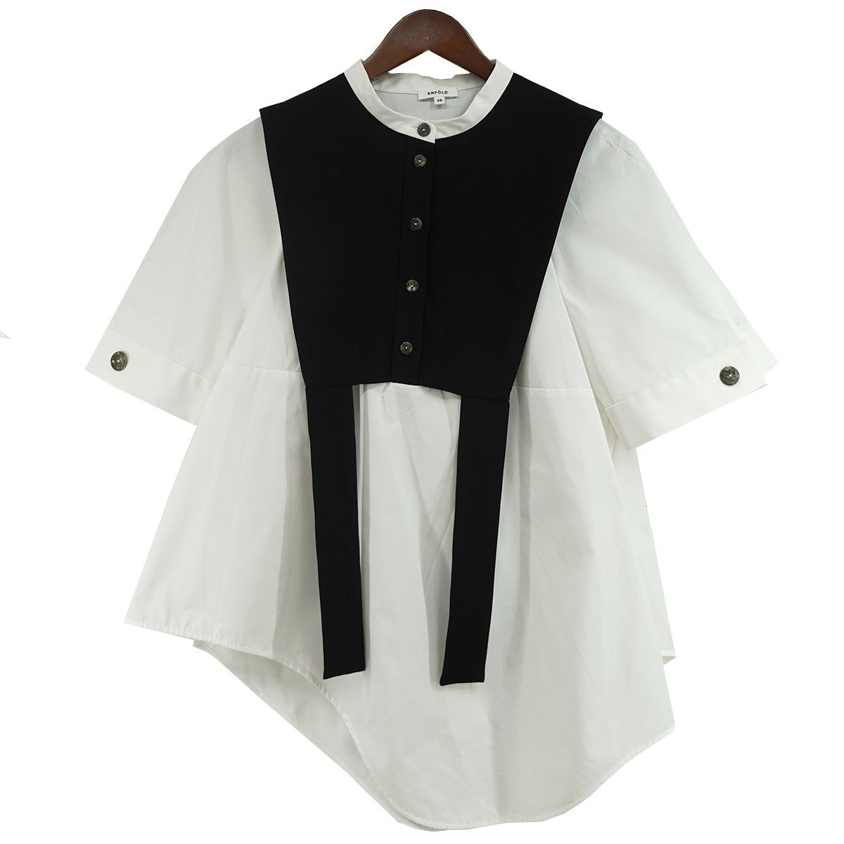 ENFOLD 24SS VEST-LAYERED TOPSベストレイヤード 裾 アシンメトリー 半袖ブラウス シャツ 古着・中古-1枚目のアイテム画像