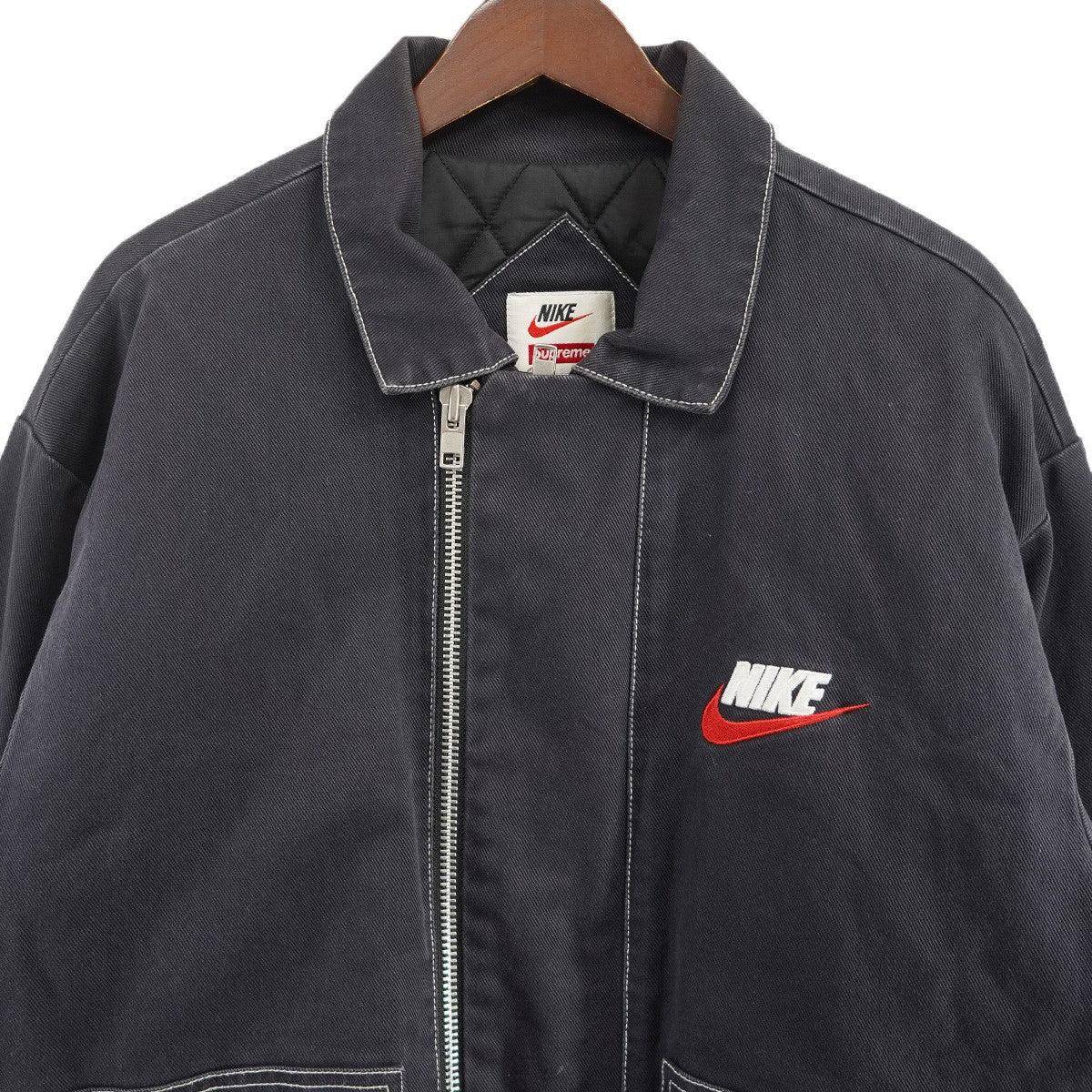 Supreme×NIKE 18AW NIKE Double Zip Quilted Work Jacketロゴ ダブル