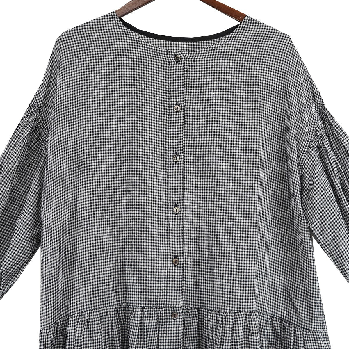 nest Robe(ネストローブ) リネン ギンガムチェックバルーン
