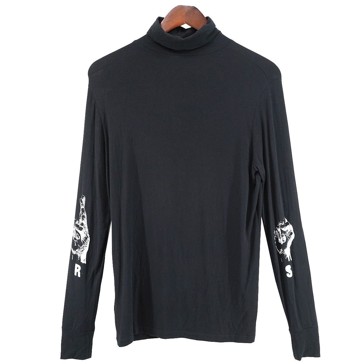 23SS Turtleneck top with R embroideryR刺繍 プリント ストレッチ タートルネック ロングスリーブ 長袖 Tシャツ ロンT