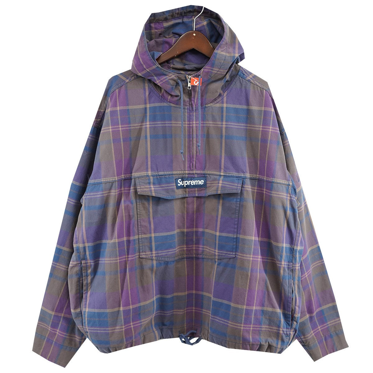Supreme 24SS Cotton Utility Anorak Plaid ボックスロゴハーフジップ チェック コットン ユーティリティー アノラック プルオーバー ジャケット 古着・中古-1枚目のアイテム画像