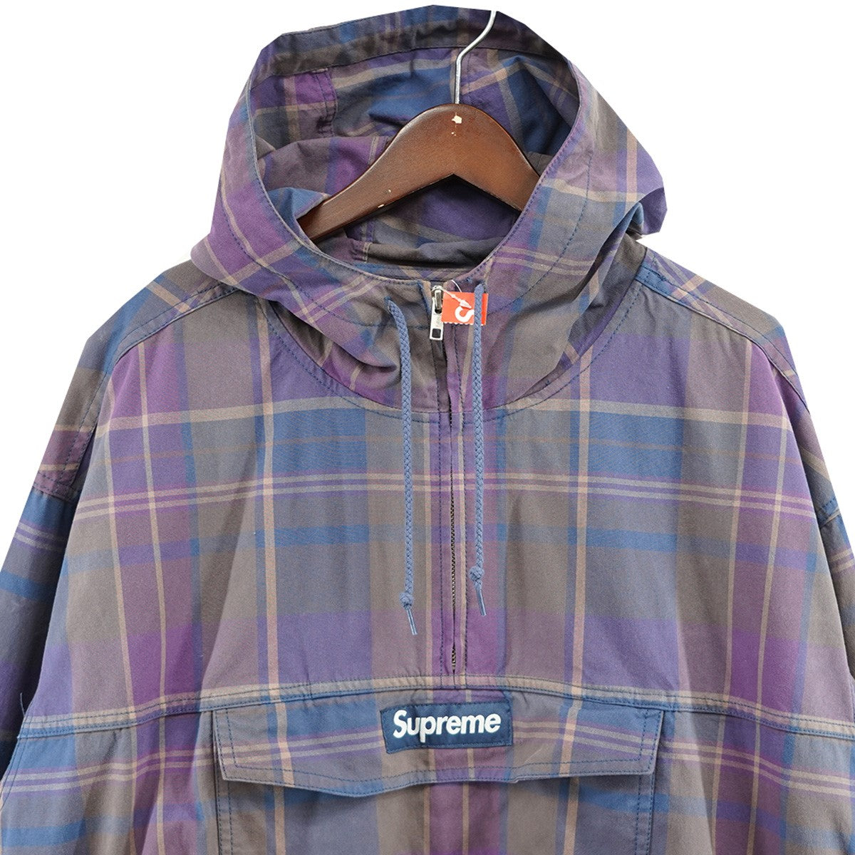 Supreme 24SS Cotton Utility Anorak Plaid ボックスロゴハーフジップ チェック コットン ユーティリティー アノラック プルオーバー ジャケット 古着・中古-3枚目のアイテム画像