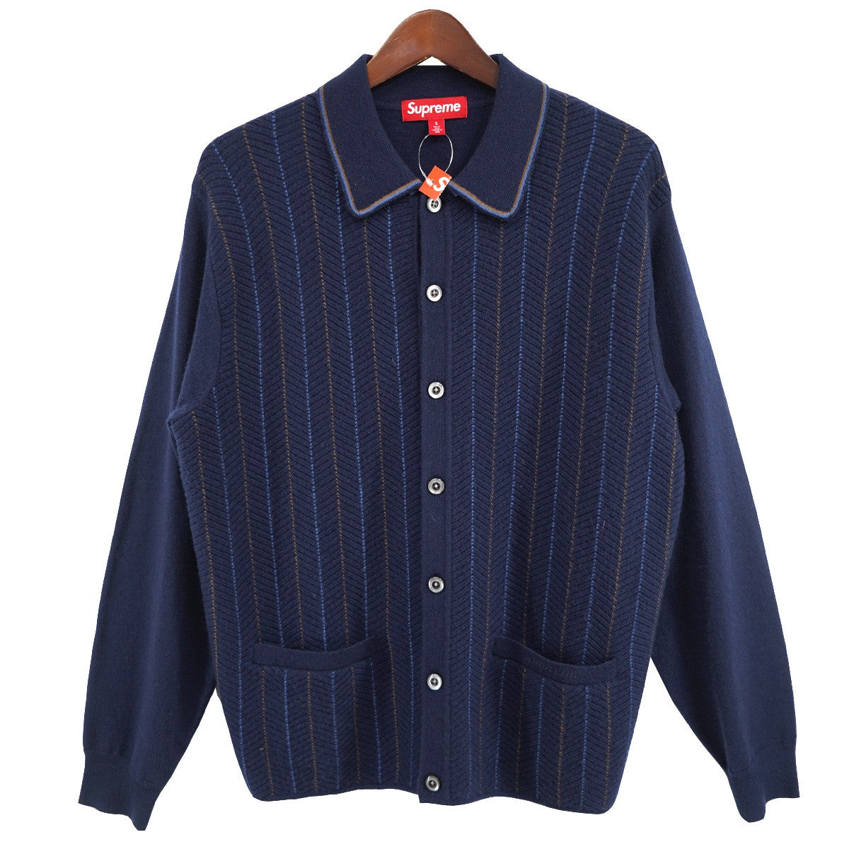極美 L 25SS Supreme Herringbone Cardigan Supreme(シュプリーム) 25SS Herringbone Cardiganロゴ