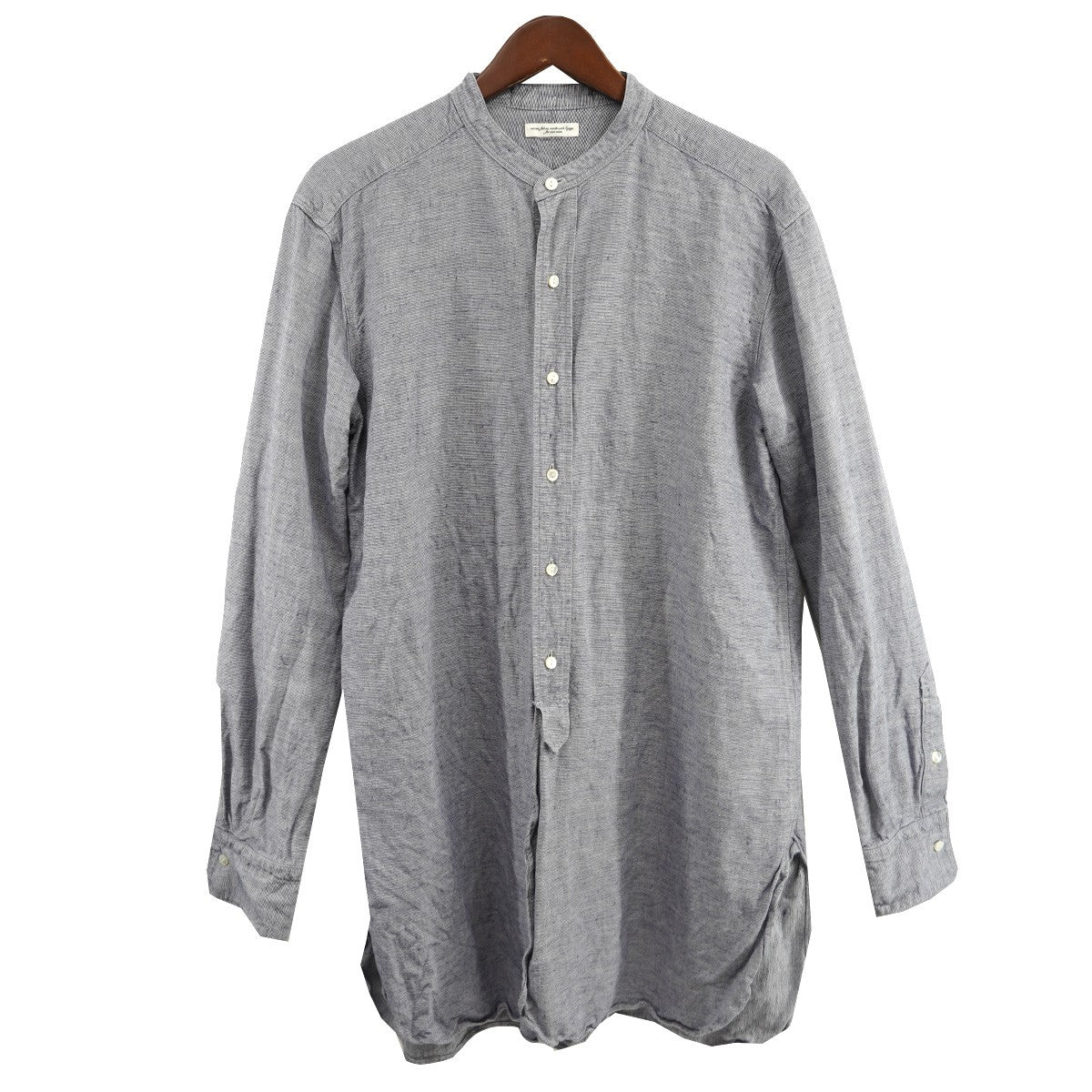 sus-sous RAF officer shirtシルク混 リネン オフィサー バンドカラー ノーカラー シャツ 古着・中古-1枚目のアイテム画像