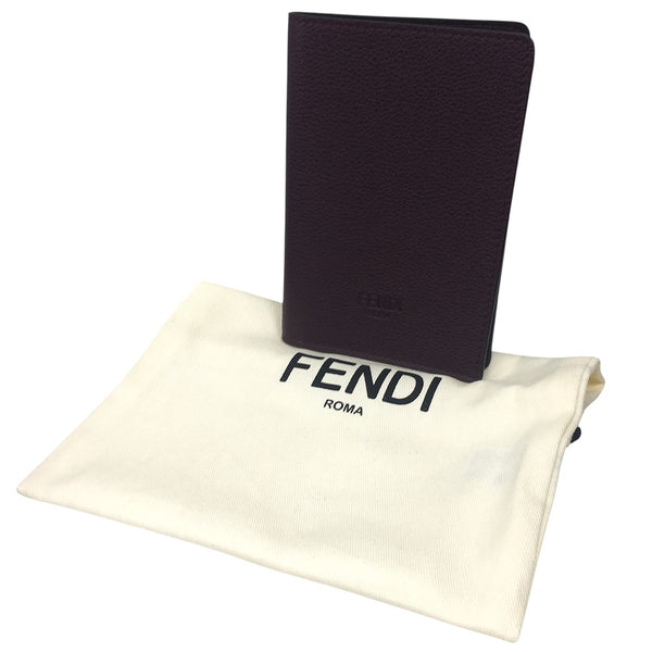 FENDI(フェンディ) ロゴ レザー パスポートケース 手帳カバー ボルドー