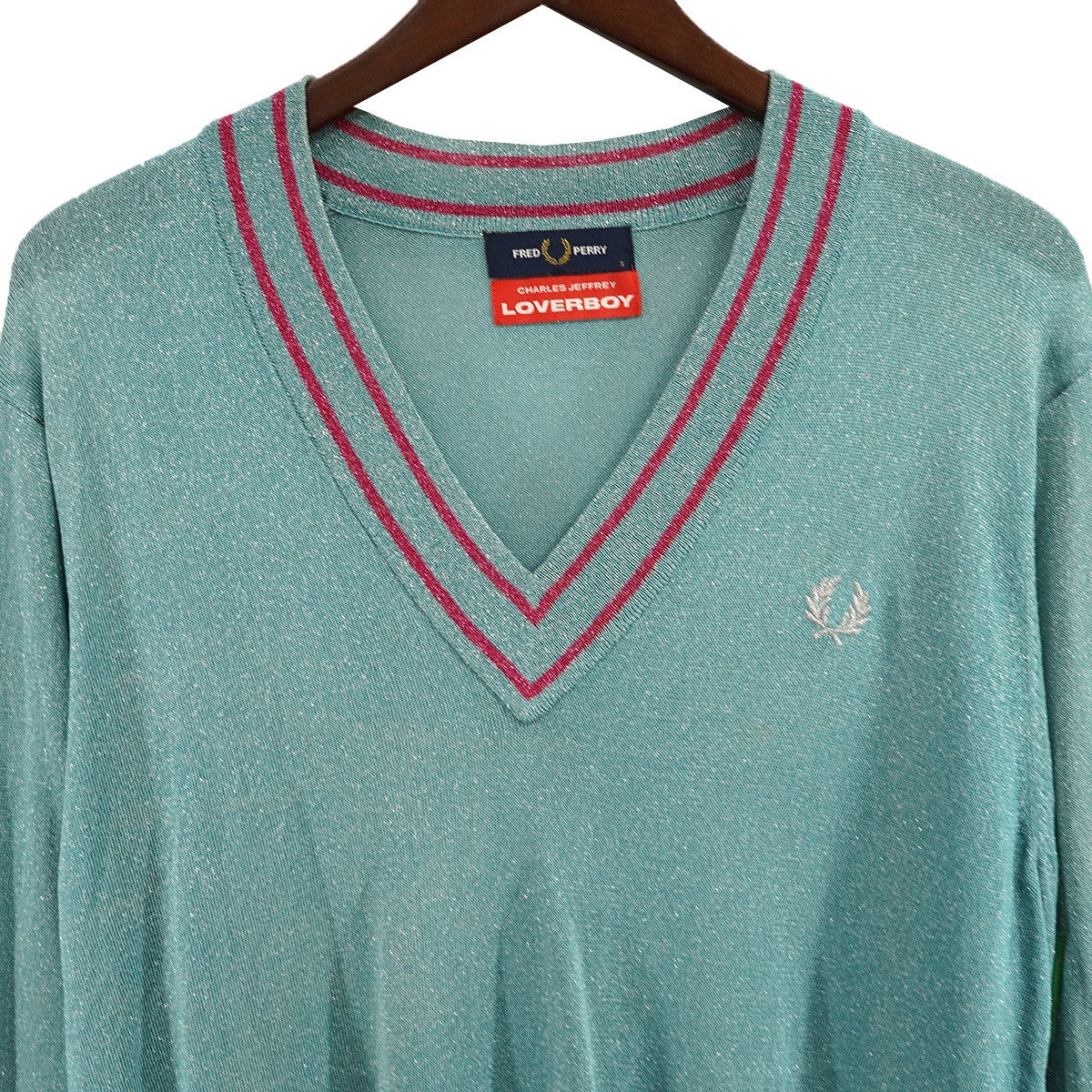 CHARLES JEFFREY LOVERBOY×FRED PERRY Glitter Knitted V Neck Jumper