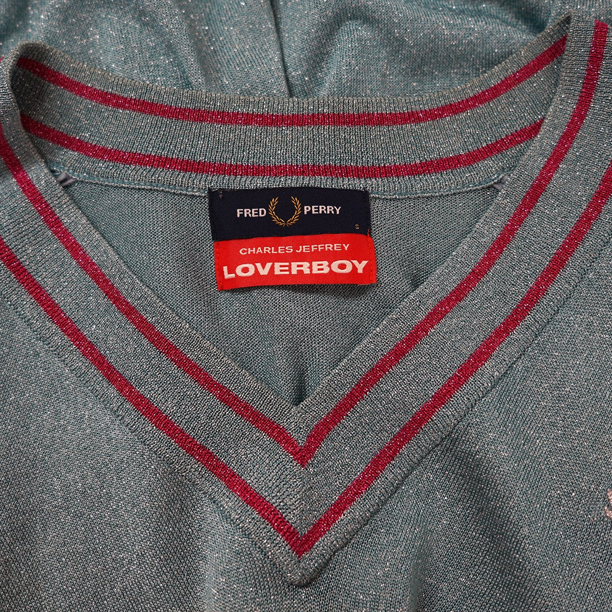 CHARLES JEFFREY LOVERBOY×FRED PERRY Glitter Knitted V Neck Jumper
