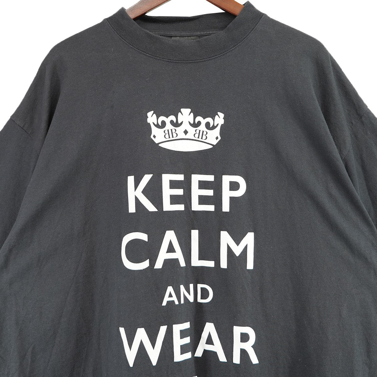 BALENCIAGA 25SS Keep Calm T-shirt UNISEXBB クラウン ロゴ オーバーサイズ Tシャツ 古着・中古-2枚目のアイテム画像