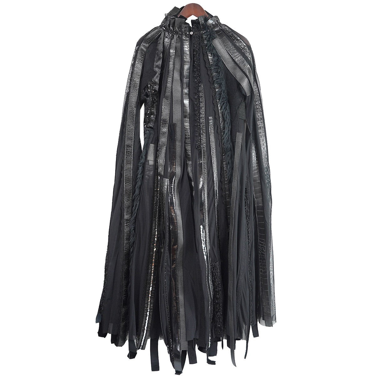 JUNYA WATANABE COMME des GARCONS 24AW フェイクレザー×シアー マルチファブリック ドレス 切替 ワンピース 古着・中古-2枚目のアイテム画像