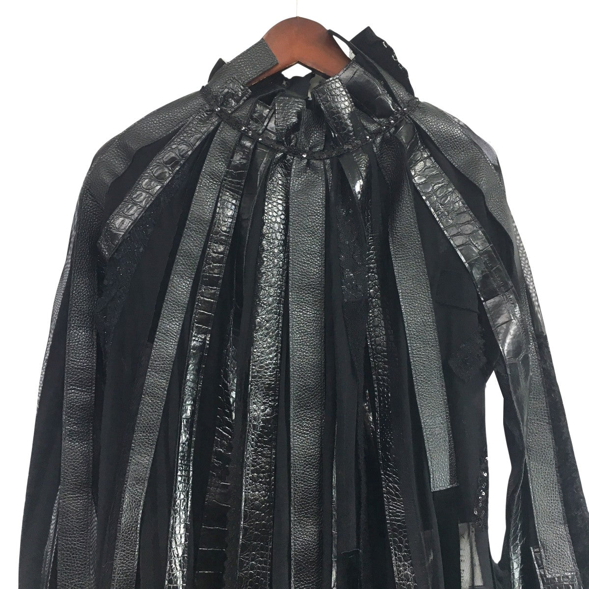 JUNYA WATANABE COMME des GARCONS 24AW フェイクレザー×シアー マルチファブリック ドレス 切替 ワンピース 古着・中古-3枚目のアイテム画像