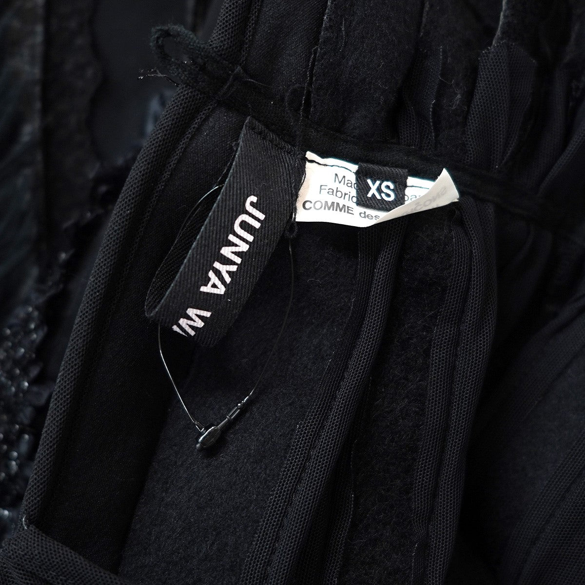 JUNYA WATANABE COMME des GARCONS 24AW フェイクレザー×シアー マルチファブリック ドレス 切替 ワンピース 古着・中古-7枚目のアイテム画像