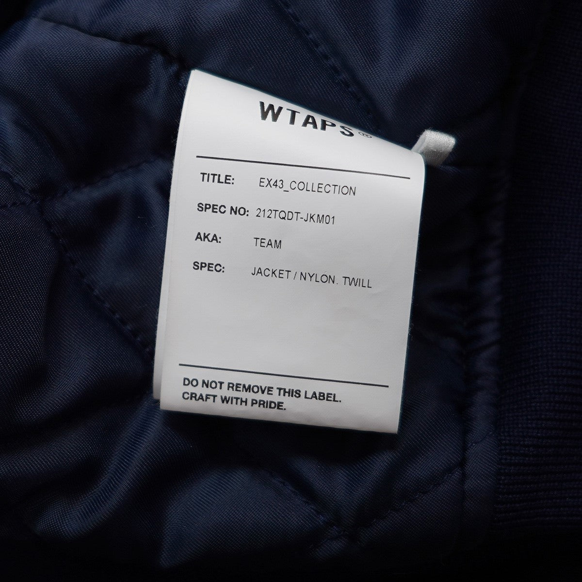 WTAPS(ダブルタップス) TEAM JACKET NYLON． TWILLチーム クロスボーン