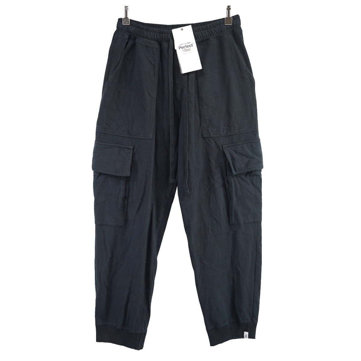 Light Basic Cargo Pants ／Vintage Black裾カットオフ ヴィンテージ 加工 ライト ベーシック カーゴ パンツ イージー スウェットパンツ
