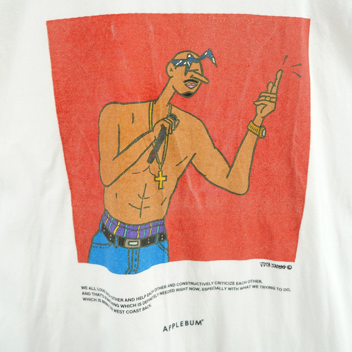 JUTA SVOGG Thug Life T-shirt 6．2oz -WHITEサグライフ プリント Tシャツ