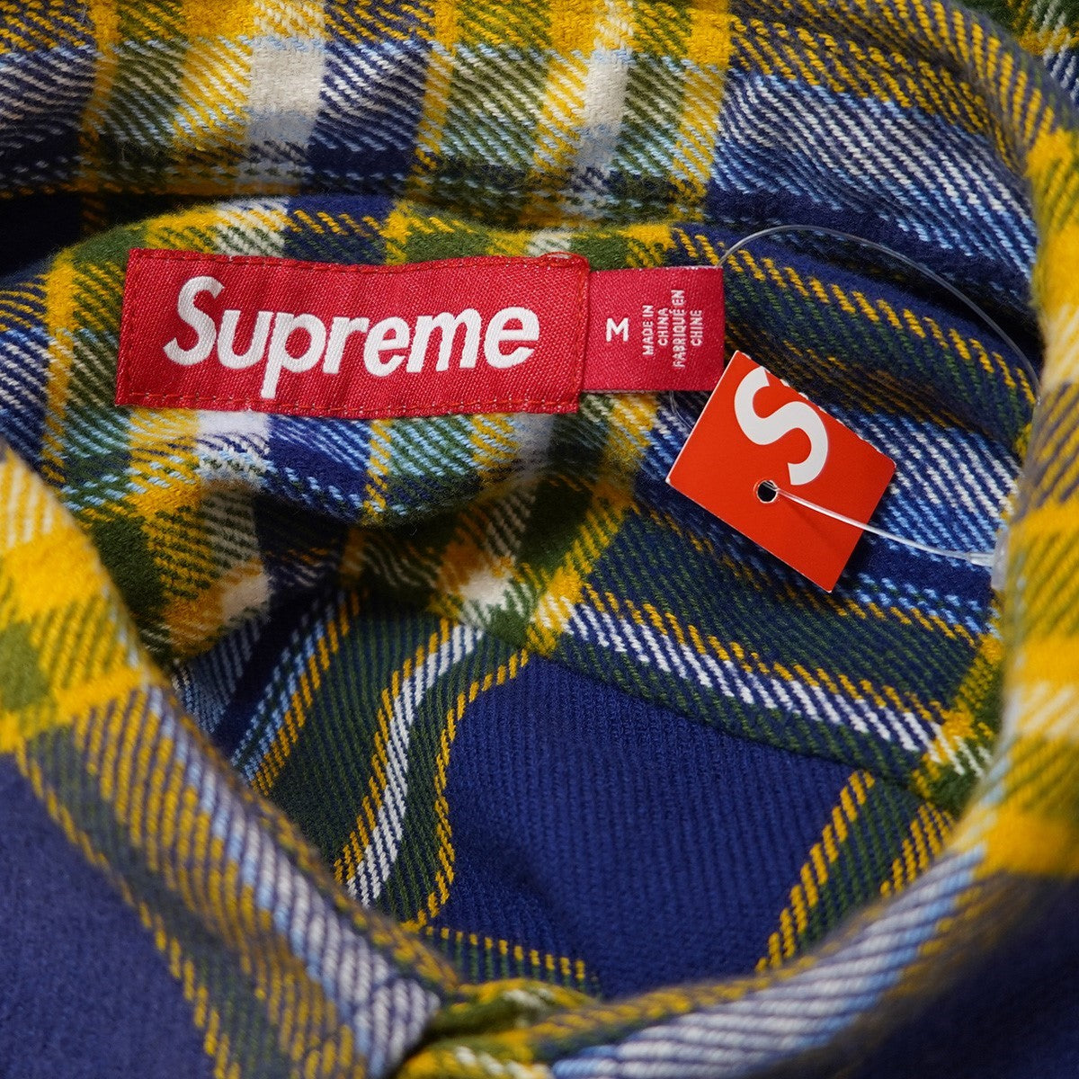 Supreme 25SS Old English Plaid Flannel Shirtオールドイングリッシュ ロゴ 袖刺繍 チェック プレイド フランネル シャツ 古着・中古-5枚目のアイテム画像