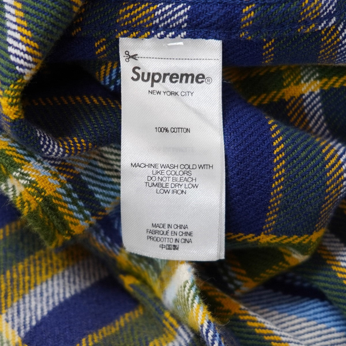 Supreme 25SS Old English Plaid Flannel Shirtオールドイングリッシュ ロゴ 袖刺繍 チェック プレイド フランネル シャツ 古着・中古-6枚目のアイテム画像