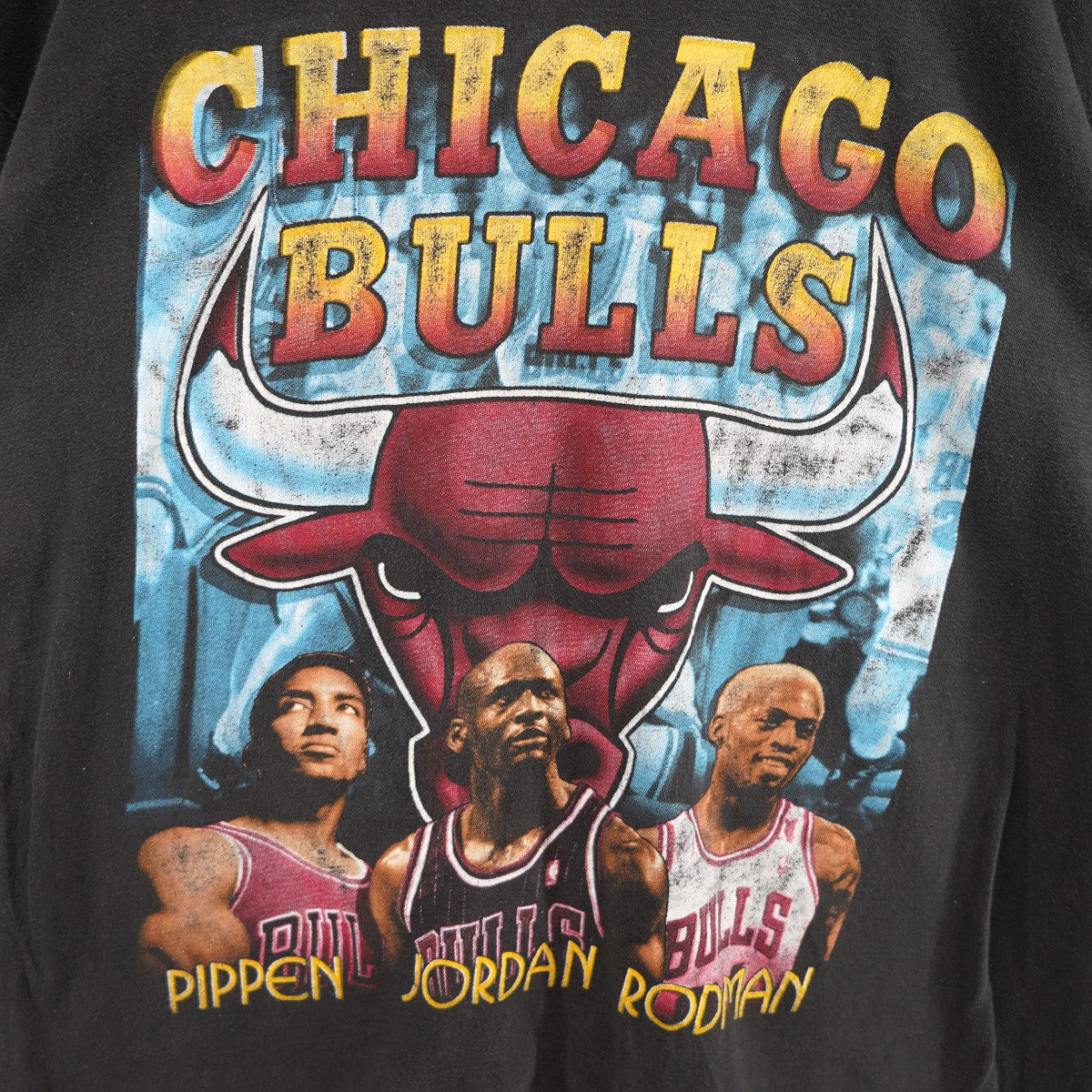 VINTAGE 90s NBA CHICAGO BULLS BOOTLEG RAP TEE CHAMPIONS 1996PIPPEN JORDAN RODMAN シカゴ ブルズ チャンピオンズ Tシャツ 古着・中古-3枚目のアイテム画像