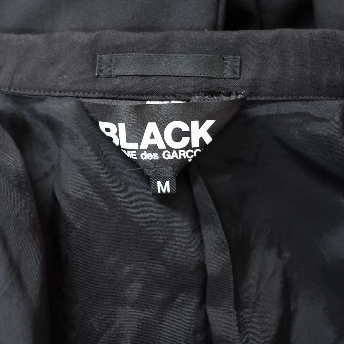 ブラックコムデギャルソン  フード ウールジャケット 背面ギャザー 黒　L ブラックコムデギャルソン フード ウールジャケット 背面