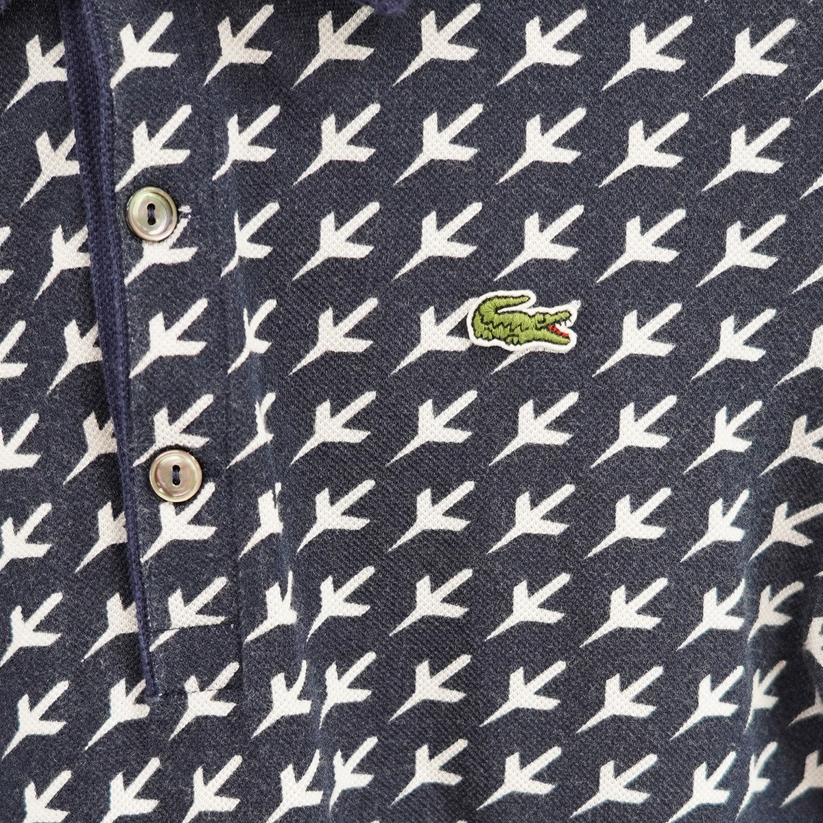 LACOSTE 総柄 SHORT SLEEVES マリーン 半袖ポロシャツ 古着・中古-2枚目のアイテム画像