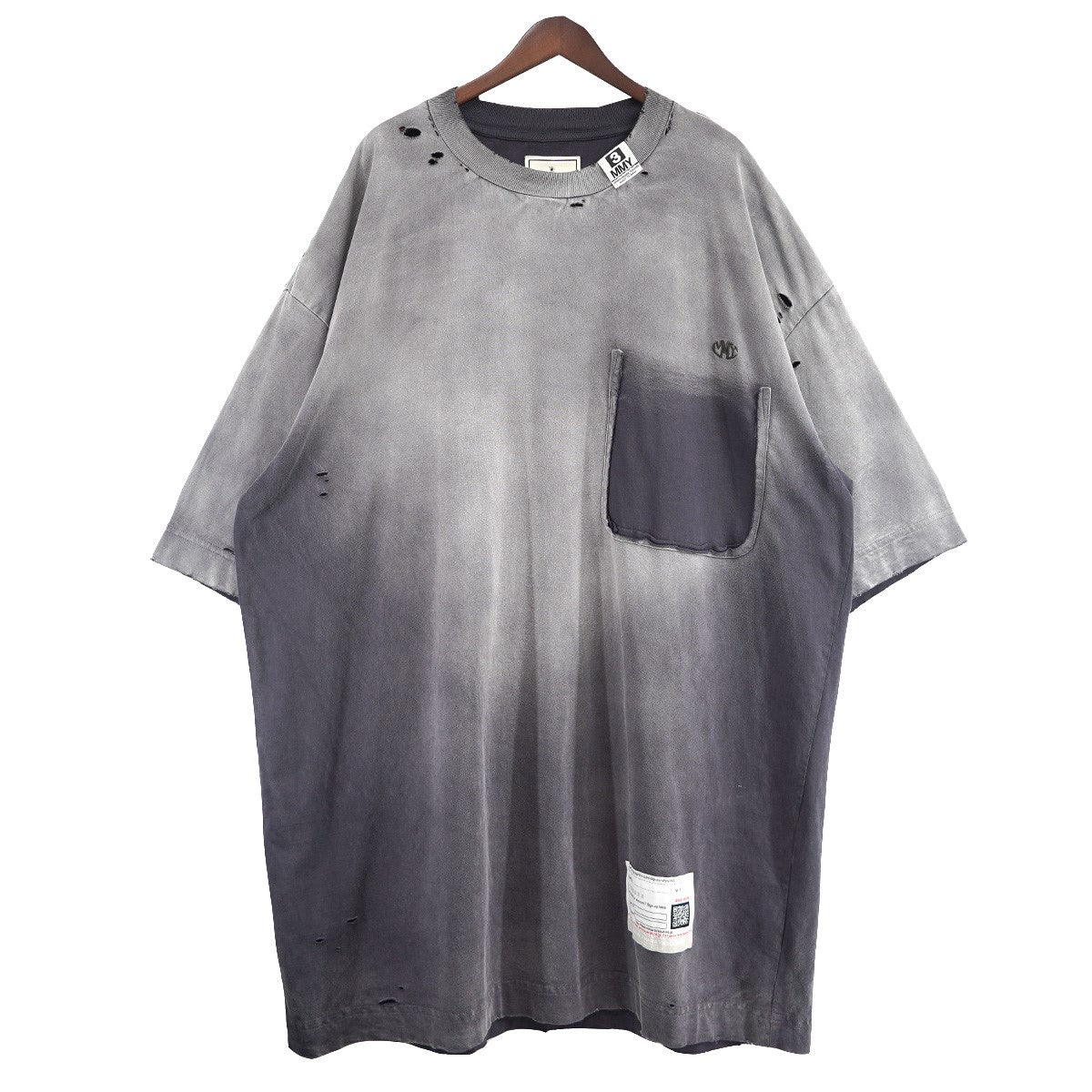 24AW BLEACHED HUGE TEE-BLACK サンフェイデッドライクヒュージVintage ヴィンテージ ダメージ加工 ロング オーバーサイズ Tシャツ