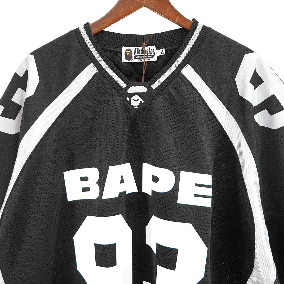 A BATHING APE 25SS LINE CAMO JACQUARD RELAXED FIT FOOTBALL JERSEYロゴ ジャガード フットボール ジャージー Tシャツ 古着・中古-4枚目のアイテム画像