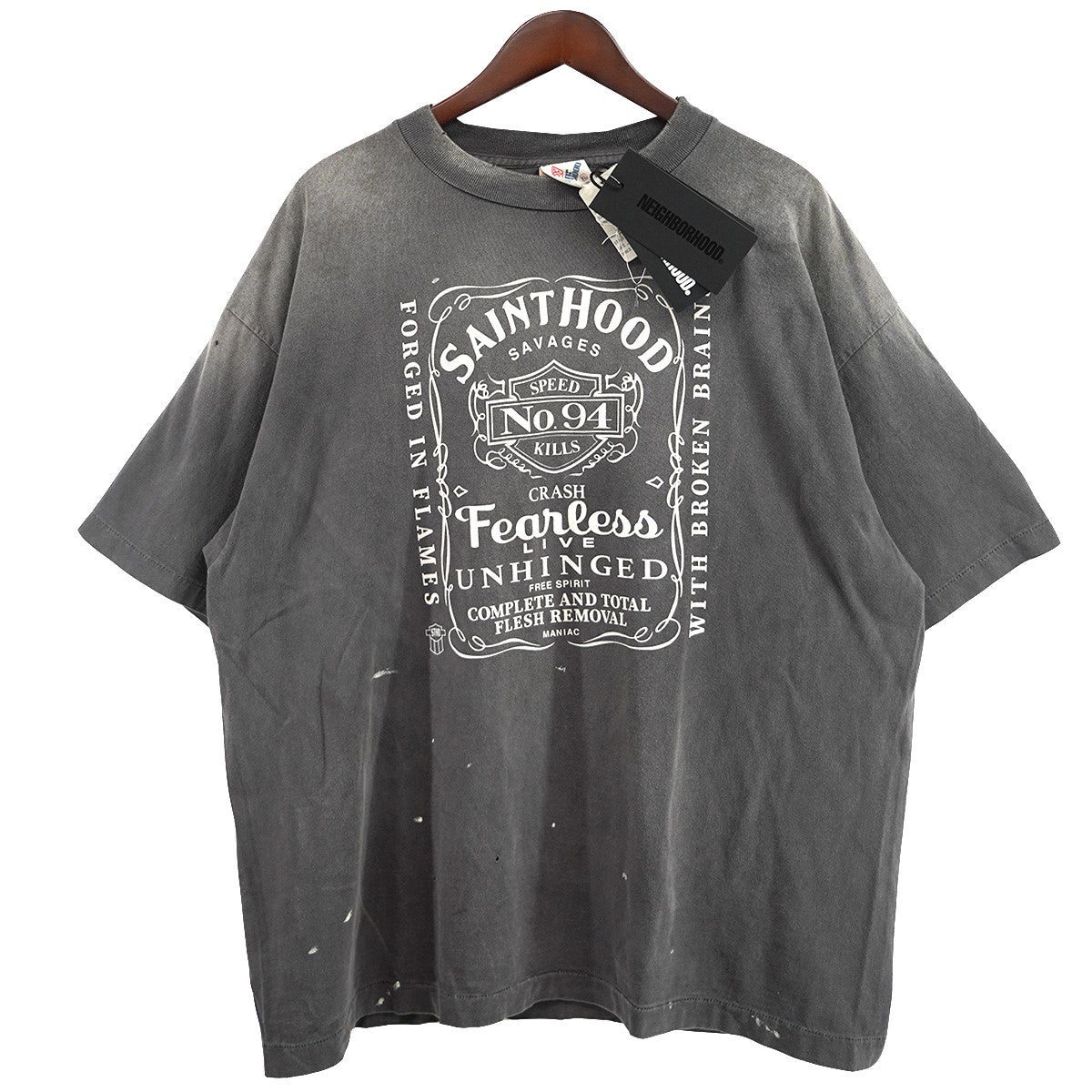 25SS SS Tee STHD．FEARLESS Blackコラボ ロゴ Vintage ヴィンテージ ダメージ 汚れ加工 Tシャツ