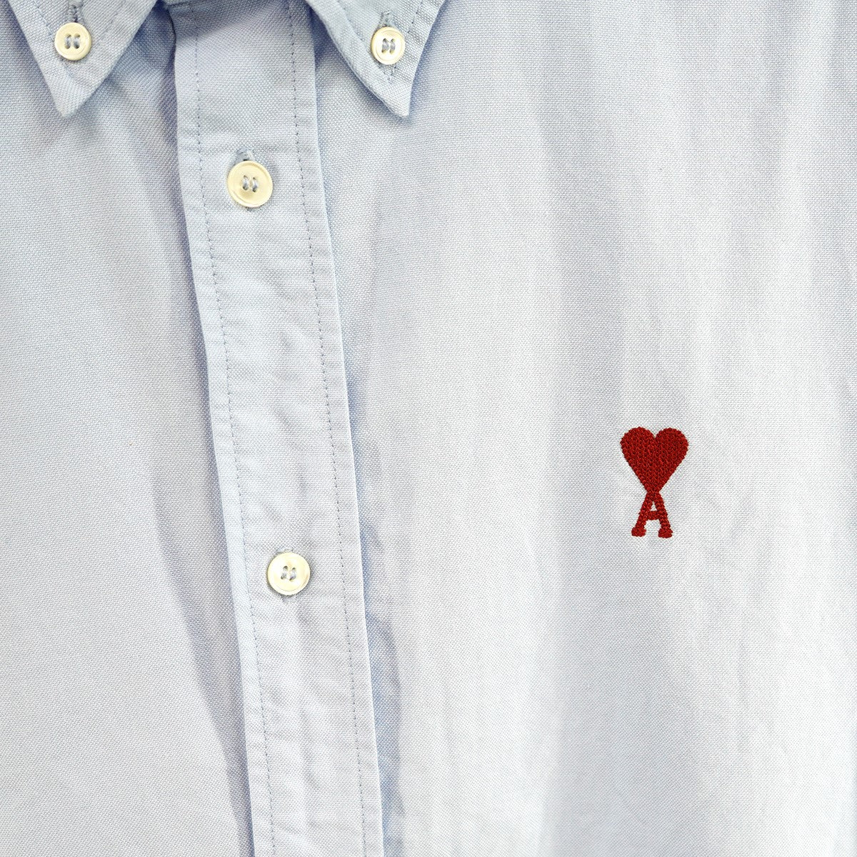 AMI PARIS Ami de Coeur（アミ・ド・クール）ボクシーフィット ショートスリーブ ボタンダウンシャツA ハート ロゴ 刺繍 半袖シャツ 古着・中古-2枚目のアイテム画像
