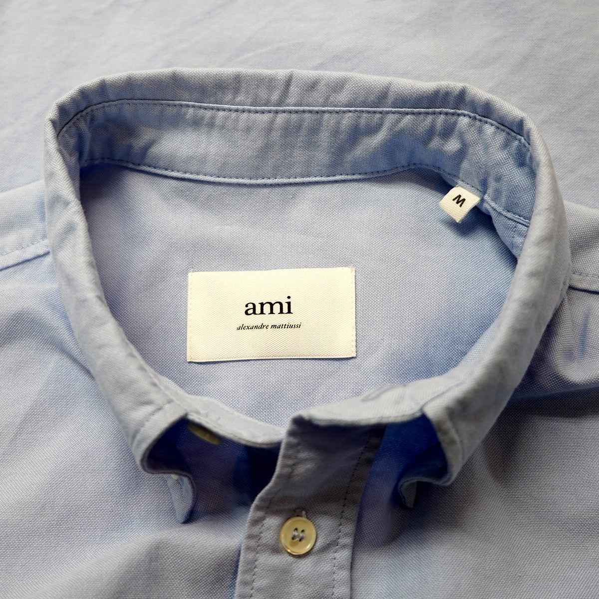 AMI PARIS Ami de Coeur（アミ・ド・クール）ボクシーフィット ショートスリーブ ボタンダウンシャツA ハート ロゴ 刺繍 半袖シャツ 古着・中古-4枚目のアイテム画像