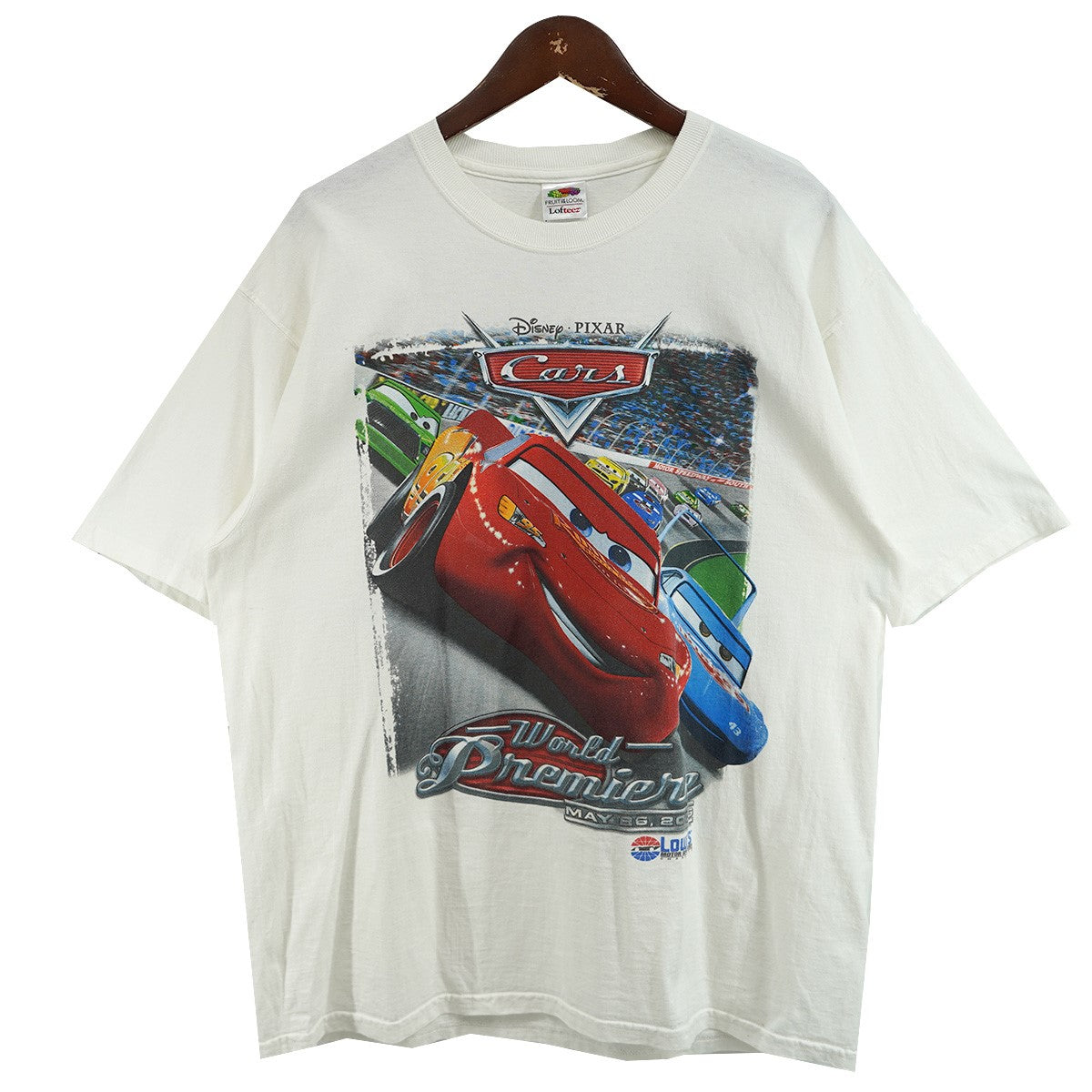 06s Disney PIXAR Cars Promo Lightning McQueen Vintage Race T-Shirt Teeディズニー ピクサー カーズ 映画 ムービー Tシャツ